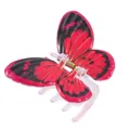 Detail of red butterfly hair claw clip with black spotted pattern and transparent teeth - Rose Red Butterfly Claw Clip