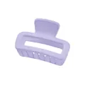 Detailed view of lavender matte hollow hair claw clip with rectangle design and sturdy teeth - Purple Hollow Rectangle Style