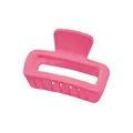 Macro detail of a hot pink hollow square hair claw clip with matte resin finish - Rose Red Hollow Rectangle Style