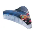Detail of Christmas claw clip with gingerbread man pattern and blue glitter gradient - Dark Blue Gradient Christmas Elements