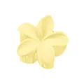 Close-up of yellow matte plumeria hair claw clip with cross teeth and metal spring - Yellow Plumeria Style