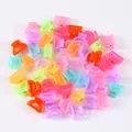 Nahaufnahme bunter Mini-Haarklammern in Macaron-Farben aus transparentem Kunststoff - Beutelverpackung / Jelly Sichelstil (17#)(A0258) / 50-teiliges Set (2.5 cm) / bunt
