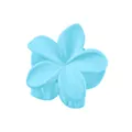 Macro detail of a light blue matte frangipani hair claw clip with sturdy grip teeth - Blue Plumeria Style