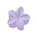 Macro detail of lavender matte plumeria flower hair claw clip with firm grip teeth - Purple Plumeria Style