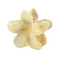 Chic 8cm cream marble plumeria hair claw clip with pearlescent finish floral design - Cream Marble