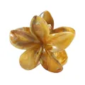 8cm amber brown marble frangipani flower hair claw clip with glossy acetate finish - Amber Marble
