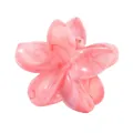 Pink marble texture frangipani hair claw clip with 8cm summer tropical floral design - Pink Marble Pattern