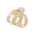 Pinza para el pelo hueca de acetato con textura de ámbar y muelle dorado elegante - Mármol Blanco Amarillo Claro