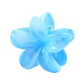Blue marble texture plumeria flower hair claw clip with 8cm elegant floral design - Blue Marble