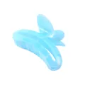 Close-up of translucent light blue butterfly hair claw clip with a marble texture finish - 7# Butterfly Hollow Claw (Transparent Blue)