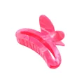 Macro detail of rose pink butterfly hair claw clip with marble texture and grip teeth - 11# Butterfly Hollow Claw (Magenta Marbled)