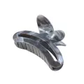 Detailed side view of a butterfly hair claw clip with marble grey acetate finish - 12# Butterfly Hollow Claw (Grey Marbled)