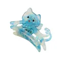 Pince à cheveux chat bleu et blanc avec strass et effet marbré élégant - Marbre Bleu Blanc