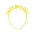Detail of yellow Happy Birthday headband showing anti-slip teeth and smooth finish - Yellow