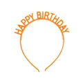 Detail eines orangen Happy Birthday Haarreifens mit Antirutsch-Zähnen und Hohlbuchstaben - Orange