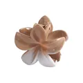 Pince à cheveux fleur de frangipanier 4cm avec dégradé marron et finition résine brillante - Pince Frangipanier Blanc Et Café Foncé