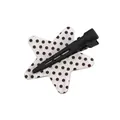 Minimalist star-shaped hair clip with black polka dots and metal alligator grip - Spotted Pentagram