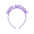 Detail view of purple Happy Birthday headband with non-slip teeth for party hair accessories - Purple