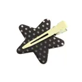 Detailed view of pentagram star hair clip with black and white polka dot pattern design - Spotted Pentagram Black