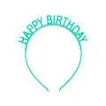 Detailed view of non-slip teeth and Happy Birthday letters on green plastic headband - Cyan
