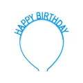 Blue Happy Birthday plastic headband with non-slip teeth for party decorations - Blue