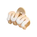 Detail view of the elegant S-shaped hollow hair claw clip with cream gradient finish - White And Light Coffee M-Shape Claw