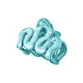 Detailed view of tiffany blue wave-shaped hollow hair claw clip with glossy finish - Cyan M-Shape Small Claw Clip