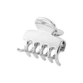 Macro detail of a hollow cloud-shaped silver metal hair claw with polished mirror finish - 9# Silver Straight Small Clip