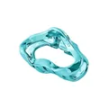 Detailed view of light blue wavy metal hair claw clip with a polished mirror finish - 17# Cyan Cloud Mini Claw Clip