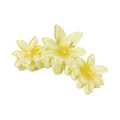 Close-up of translucent cream yellow flower claw clip with jelly texture on white back - Connected Plumeria Claw Clip / 9.8cm / Light Yellow