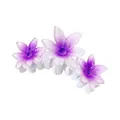 Detail of gradient purple plumeria hair claw clip with three resin flower petals - Connected Plumeria Claw Clip / 9.8cm / Purple