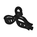 Macro detail of minimalist black flocked hair claw clip with velvet matte texture - Bowknot Style / Black / 11cm