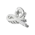 Detailed view of a silver bow-shaped metal hair claw clip with a polished finish - Silver Cross Fish Small Claw Clip