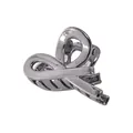 Close-up of elegant silver ribbon-style metal hair claw clip with a high-gloss finish - Gunmetal Black Cross Fish Small Claw Clip