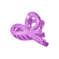 Detailed view of a purple heart ribbon hair claw clip with glossy finish and metal spring - Purple Cross Fish Small Claw Clip