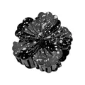 Detail view of large 8cm floral hair claw clip in black with artistic white splatter finish - Black Splatter (6#)