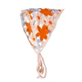 Gebreide driehoekige hoofddoek met madeliefjes in oranje, wit en blauw - Oranje Wit Blauw Bloem Bandana
