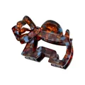 Tortoiseshell and blue marble acetate hair claw clip with geometric cutout design - Colorful