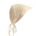 Elegante crèmekleurige gebreide bandana voor dames met opengewerkt ruitpatroon - Beige Geruite Bandana