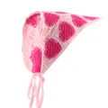 Roze gehaakte bandana met magenta hartjes en verstelbare strikbanden voor haar - Roze Hart Bandana