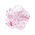 Macro detail of a translucent 8cm plumeria claw clip with pink gradient paint and gold spring - Translucent Pink Splatter (21#)