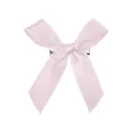 Détail de la pince à cheveux noeud en satin rose clair avec pince en métal argenté - Rose