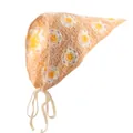 Lichtoranje gehaakte bandana met madeliefjes en gebreide hoofdband met lint - Lichtoranje Madeliefje Bandana