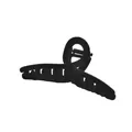 Large black flocked square bow hair claw clip with matte texture and sturdy cross grip - Crossed / Black / 11cm