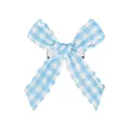 Barrette à cheveux avec nœud en tissu vichy bleu et blanc et pince crocodile en métal - Carreaux Bleus