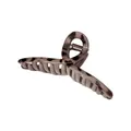 Detailed view of light grey and black tortoiseshell claw clip with secure metal spring - 13cm Cross Style (6#)