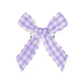 Détail de la pince à cheveux nœud vichy violet et blanc avec clip en métal argenté - Carreaux Violet