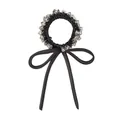 Elegant black scrunchie with crystal beads and long satin bow ribbon for hair - 1# Butterfly Crystal Hair Rope