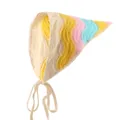 Gebreide driehoekige hoofddoek met macaron golfstrepen en verstelbare bandjes - Veelkleurig Golfpatroon Bandana