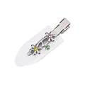 Detailed macro view of silver flower hair clip with pink and yellow rhinestones - 1# Transparent Flower